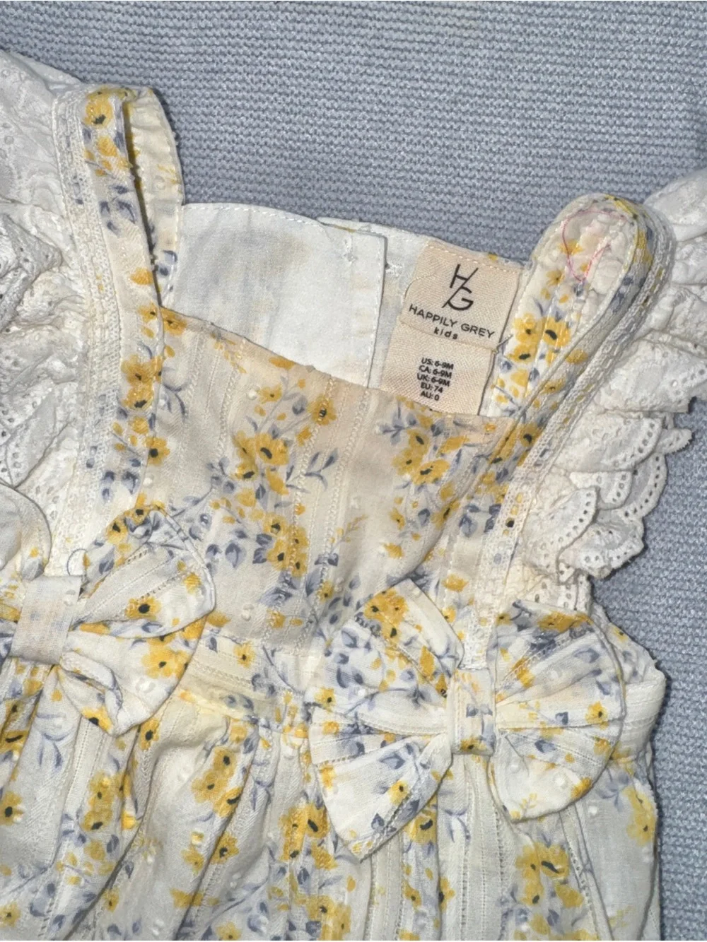 Yellow Floral Lace-Trim Baby Romper